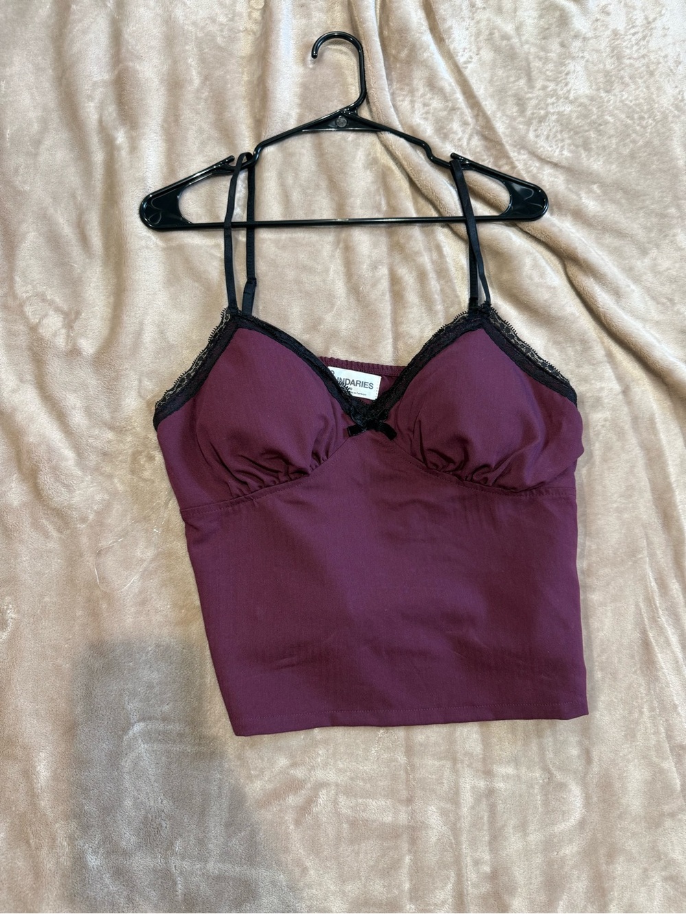 No Boundaries Plum Cami with Black Lace Trim